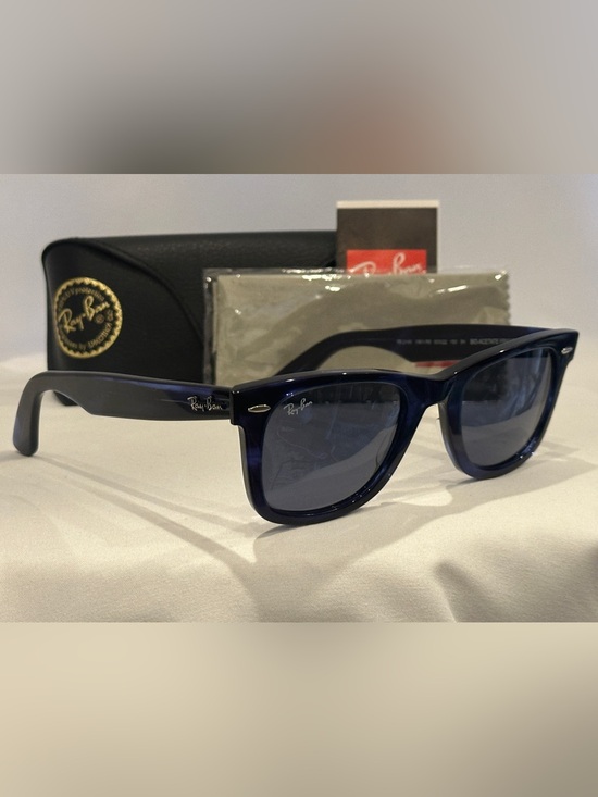 Ray-Ban RB2140 Wayfarer Navy Blue Marbled Frame Sunglasses NWT main image 6